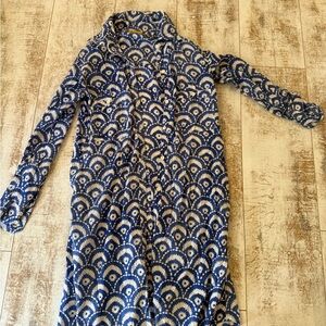 Roberta Roller Rabbit Navy and White Patterned Casual Button-Down Shirt